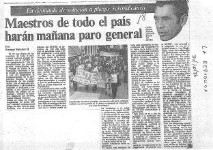 Maestros de todo el país harán mañana paro general