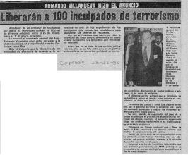 Liberarán a 100 inculpados de terrorismo