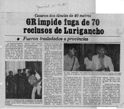 GR impide fuga de 70 reclusos de Lurigancho