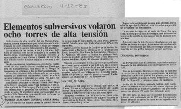 Elementos subversivos volaron ocho torres de alta tensión