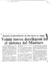 Veinte torres derribaron en el sistema del Mantaro