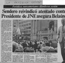 Sendero reivindicó atentado contra Presidente de JNE asegura Belaúnde 