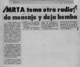 MRTA toma otra radio; da mensaje y deja bomba