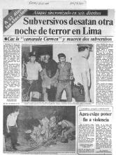 Subversivos desatan otra noche de terror en Lima