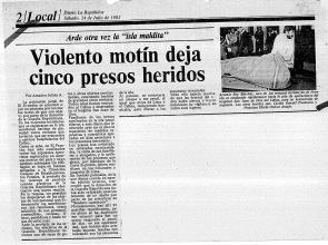 Violento motín deja cinco presos heridos