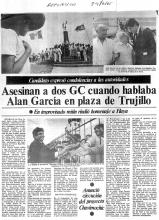 Asesinan a dos GC cuando hablaba/Alan García en plaza de Trujillo