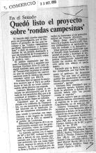 Quedó listo el proyecto sobre ‘rondas campesinas’