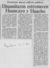 Dinamitazos estremecen Huancayo y Huacho
