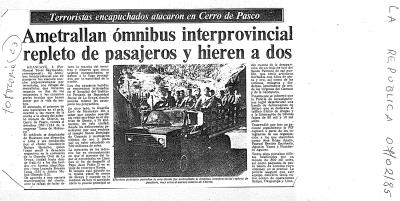 Ametrallan ómnibus interprovincial repleto de pasajeros y hieren a dos