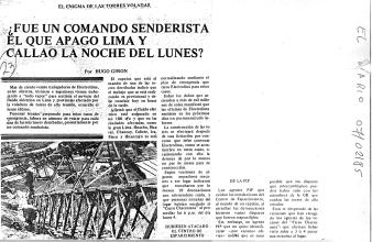 ¿Fue un comando senderista el que apago Lima y Callao la noche del lunes?