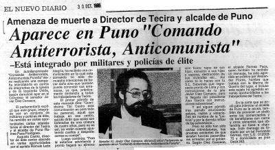 Aparece en Puno “Comando Antiterroristas, Anticomunista”