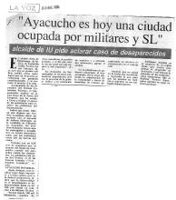 “Ayacucho es hoy una ciudad ocupada por militares y SL”