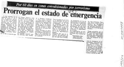 Prorrogan el estado de emergencia