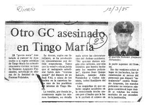 Otro GC asesinado en Tingo María