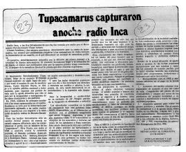 Tupacamarus capturaron anoche radio Inca