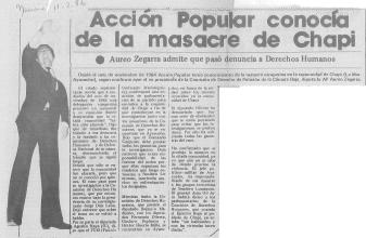 Acción Popular conocía de la masacre de Chapi