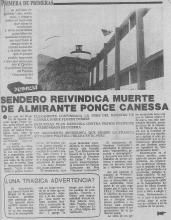 Sendero reivindica muerte de almirante Ponce Canessa