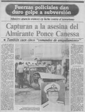 Capturan a la asesina del Almirante Ponce Canessa