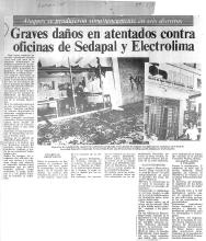 Graves daños en atentados contra oficinas de Sedapal y Electrolima