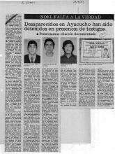 Desaparecidos en Ayacucho han sido detenidos en presencia de testigos
