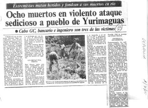 Ocho muertos en violento ataque sedicioso a pueblo Yurimaguas