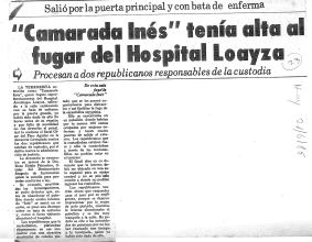 “Camarada Inés” tenía alta al fugar del Hospital Loayza