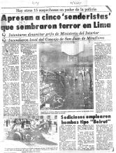Apresan a cinco “senderistas” que sembraron terror en Lima
