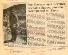 Fue liberado  corresponsal del Diario Expreso en Pasco