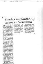 Sinchis implantan terror en Venenillo