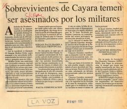 Sobrevivientes de Cayara temen ser asesinados por los militares