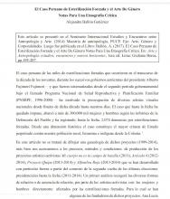 El caso peruano de Esterilización Forzada y el Arte de Género: Notas para una Etnografia  Crítica