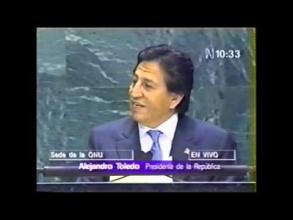 Embedded thumbnail for Vivo: discurso Pdte. Alejandro Toledo en New York, EE. UU., sede ONU, exposición sobre la lucha contra el terrorismo. &gt; Videos