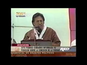 Embedded thumbnail for Presidente Alejandro Toledo en Ayacucho, anunció que el viernes el gobierno emitirá un pronunciamiento sobre el Informe Final de la Comisión de la Verdad y Reconciliación. &gt; Videos