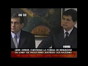 Embedded thumbnail for Alan García cuestionó la forma de renuncia de Aurelio Loret de Mola  &gt; Videos