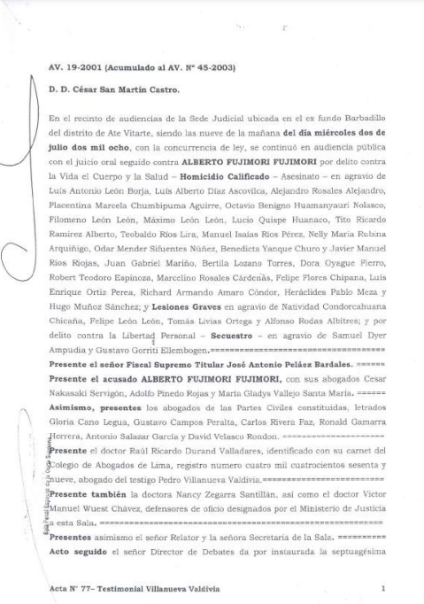 Acta 77_Testimonial Villanueva Valdivia 02 07 2008