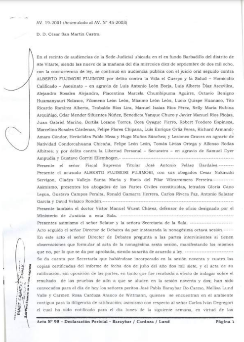 Acta 98_Testimonios peritos Baraybar Cardoza Lund 10 09 2008