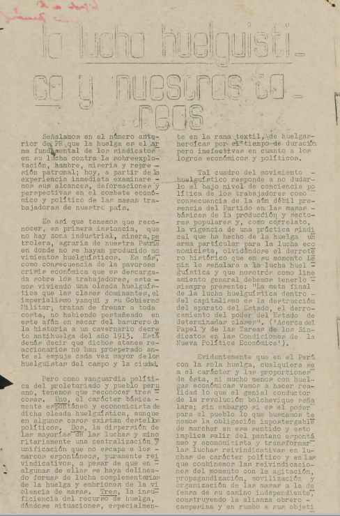 Marzo 1978 La lucha huelguística y nuestras tareas