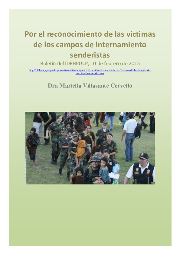 Por el reconocimiento de las víctimas de los campos de internamiento senderistas