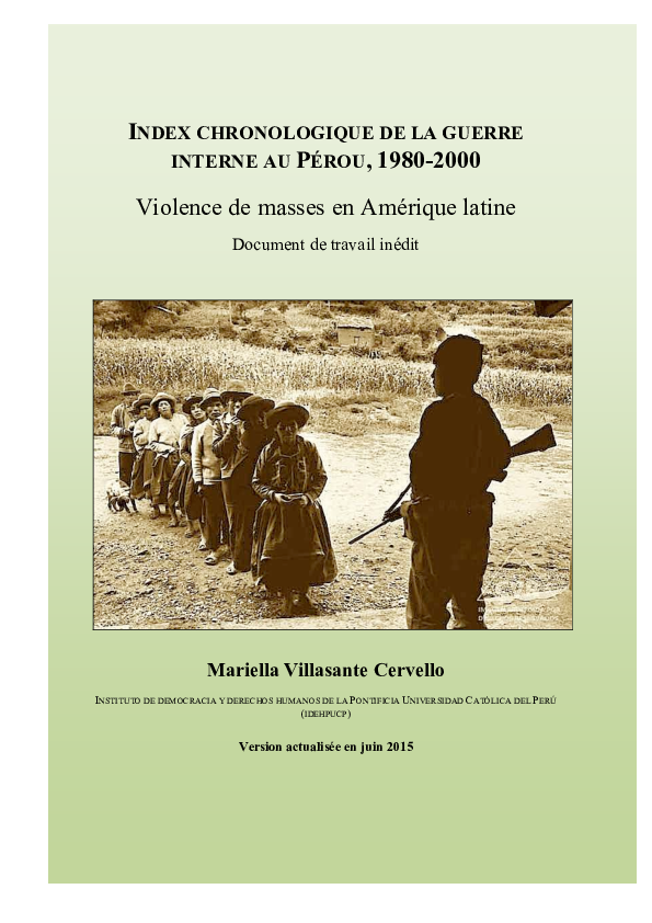 Index chronologique de la guerre interne au Pérou, 1980-2000. Violence de masses en América Latine