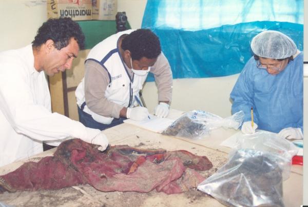 Limpieza e identificación de restos hallados en las fosas de Chuschi - Ayacucho