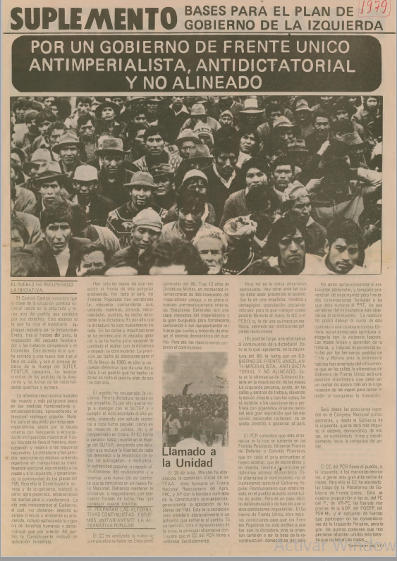 Por un gobierno de frente único antimperialista, antidictatorial y no alineado