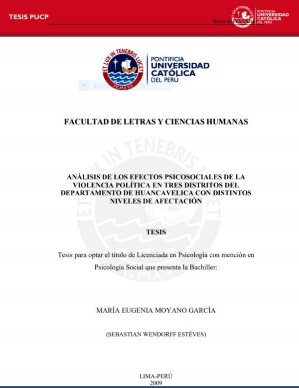 Análisis de los efectos psicosociales de la violencia política en tres distritos del departamento de Huancavelica con distintos niveles de afectación